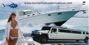 RENTA DE YATES EN CANCUN PASEO CON LIMOSINA Y HELICOPTERO EN CHARTER PRIVADO
