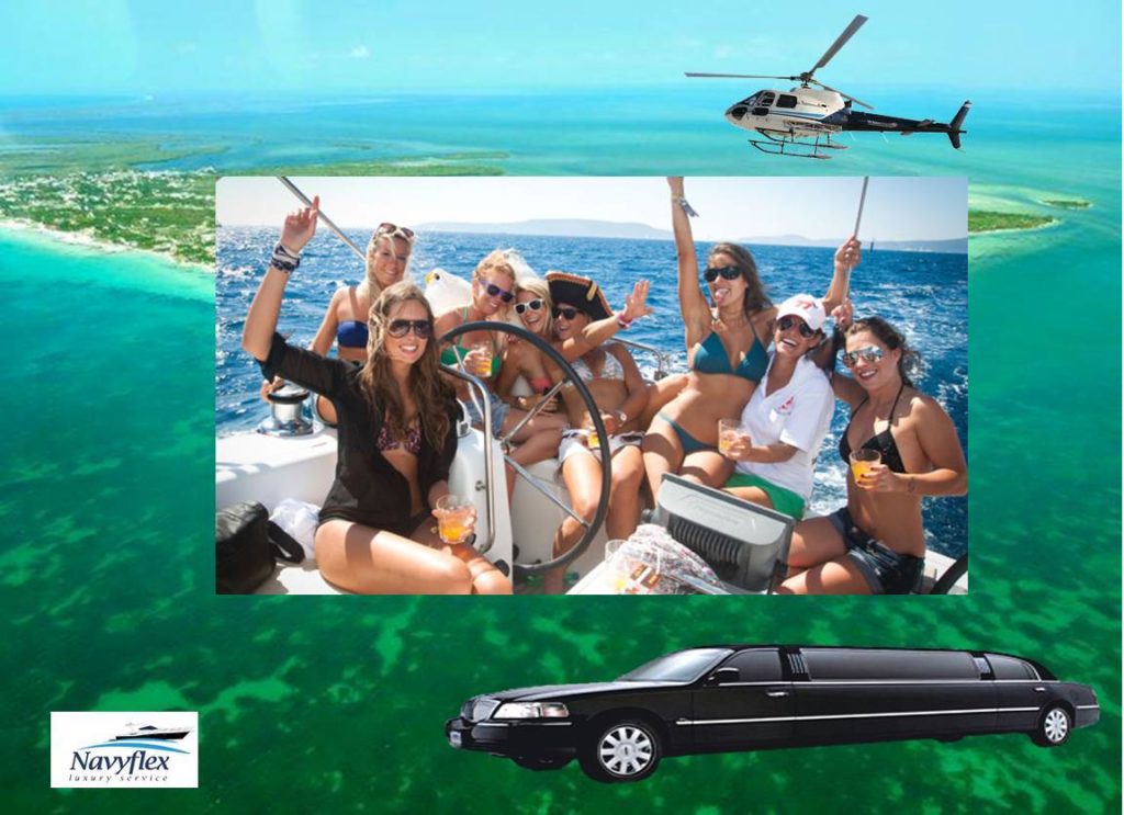 Tours en helicoptero en cancun Despedida de Soltera y de Soltero en Helicóptero con Limosina y yate de lujo