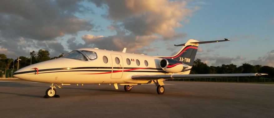 Renta de Jet privado para 6 pasajeros modelos Beechjet 400 A en Cancún México