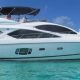 Tour en yate de lujo Sunseeker Manhathan de 64 pies en Cancun a Isla Mujeres con snorkel y barra libre